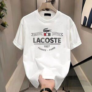 Prenium Lacoste Paris Graphic Cotton T-shirt - White Summer Tee